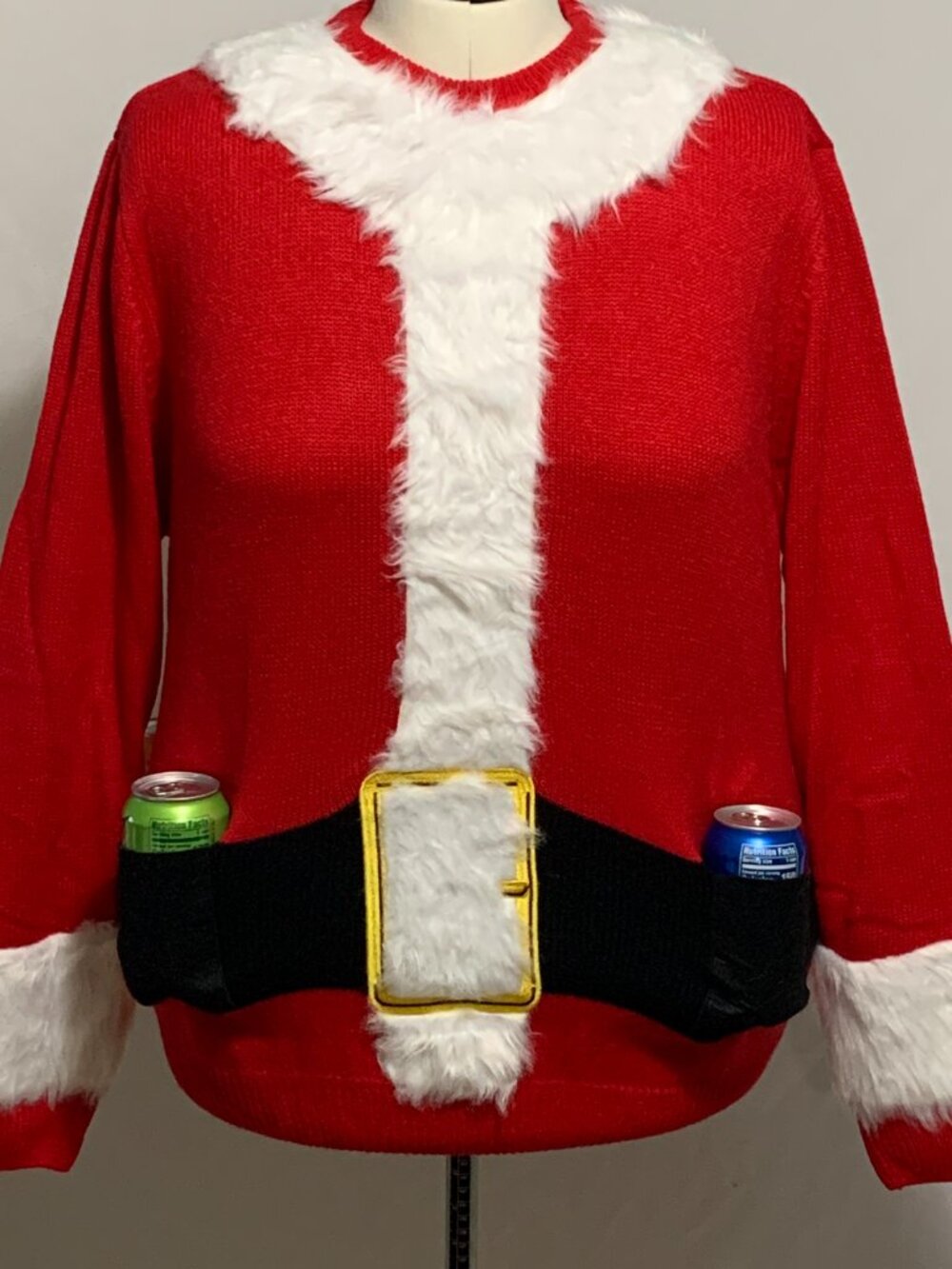 Ugly Christmas Sweater Santa Suit 6 Pack Beer Drink Holster Holder MENS Womens M